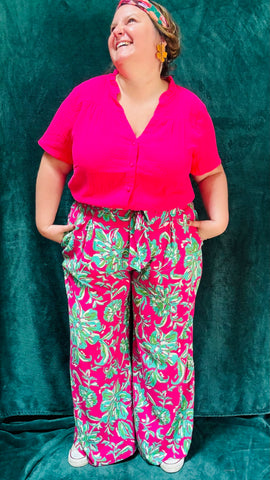 Pantalon Malo motifs- grande taille fluide taille haute