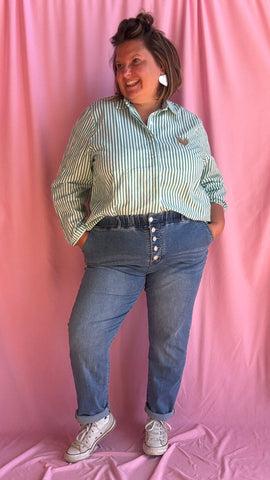 Jean Martial - grande taille élastique 5 boutons clair ou foncé