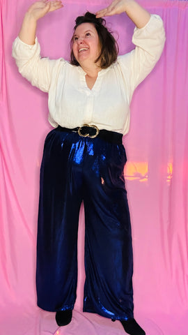 pantalon disco- grande talle coré à paillettes brillant