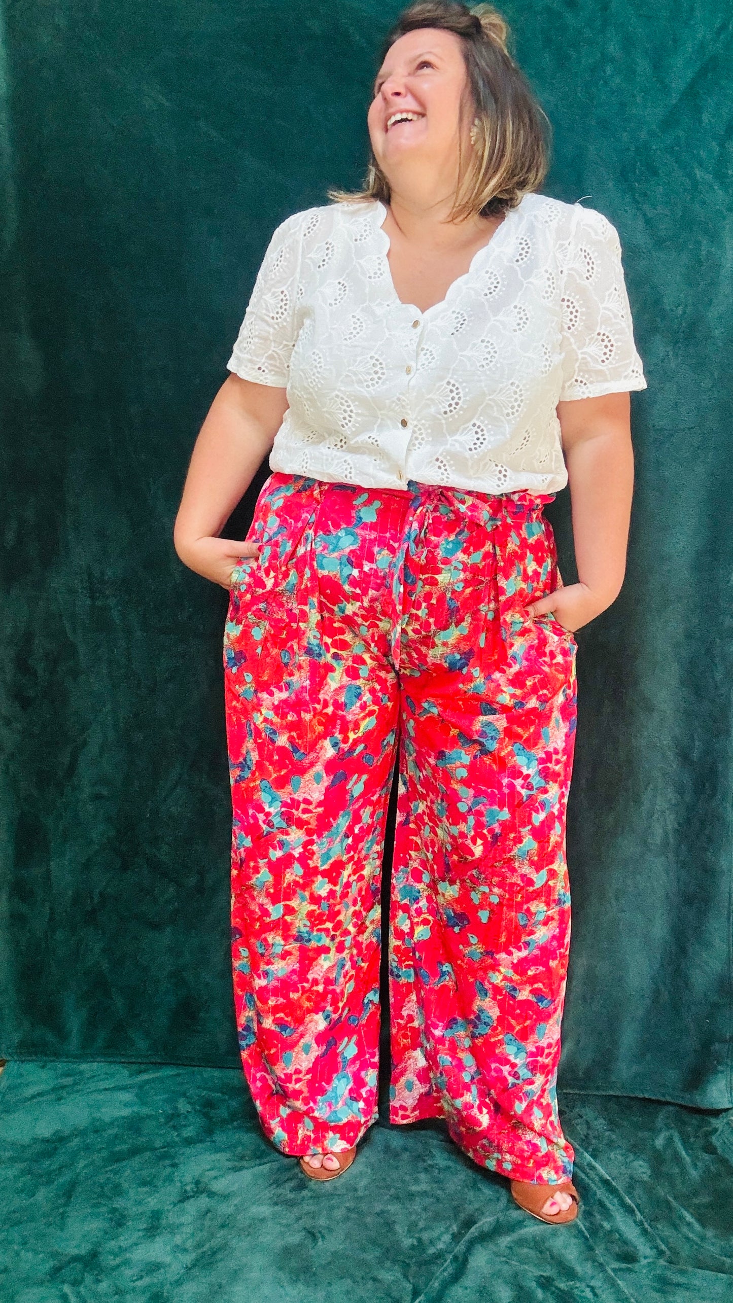 Pantalon Cléo - grande taille fluide taille haute très coloré