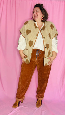 Veste Love - grande taille sans manche moumoute motifs coeur