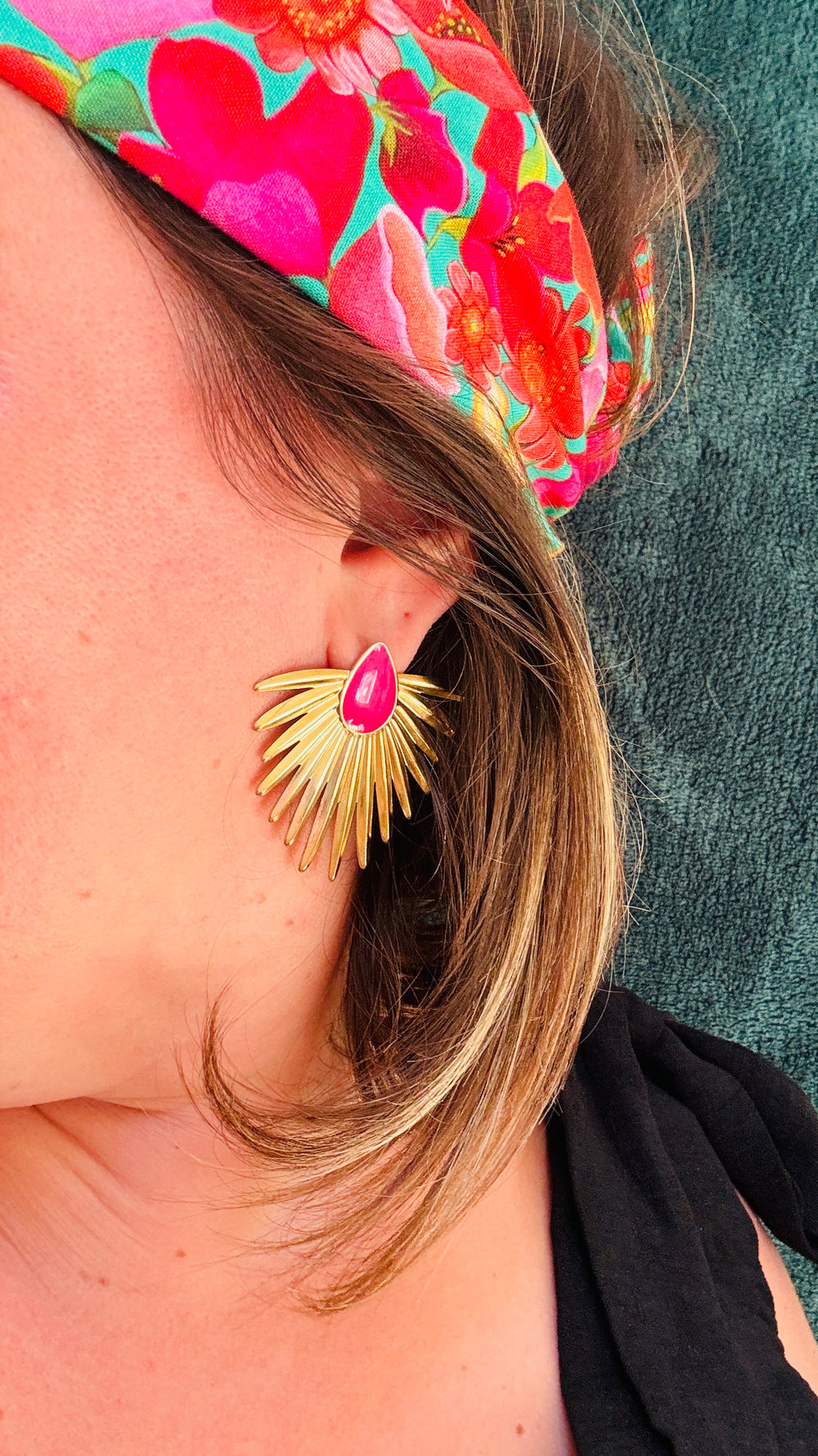Boucle d'oreille Rouki -  Dorées et roses