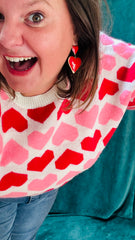 Boucle d'oreille Valentina - double coeur rouge acier inoxydable
