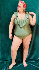 Maillot de bain Eden - grande taille Kaki à volants