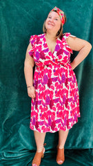 Robe midi Sophia- grande taille à motifs feuilles de ginko