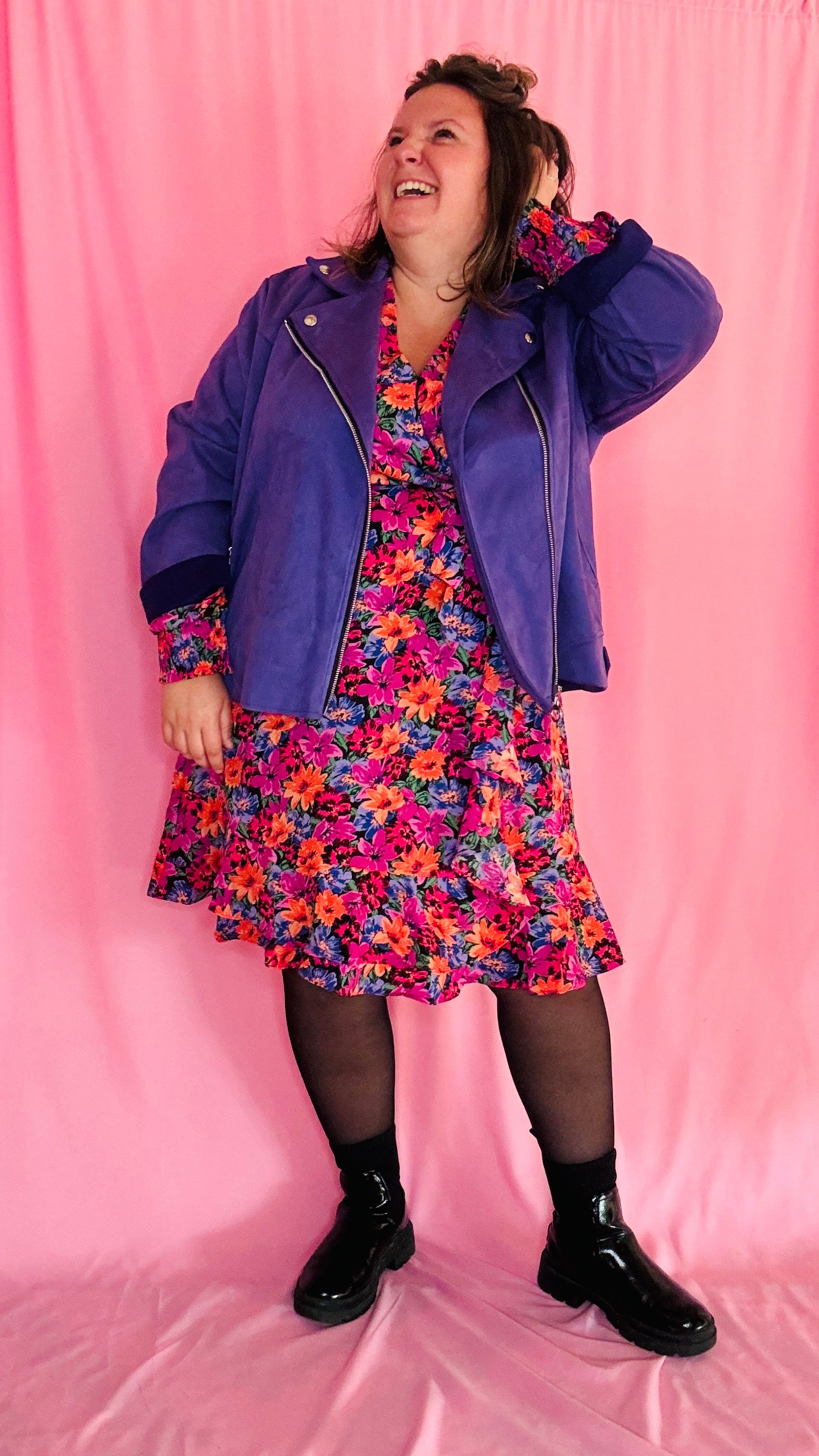 Veste perfecto grande taille|suédine|coloré|violet|Poussine s