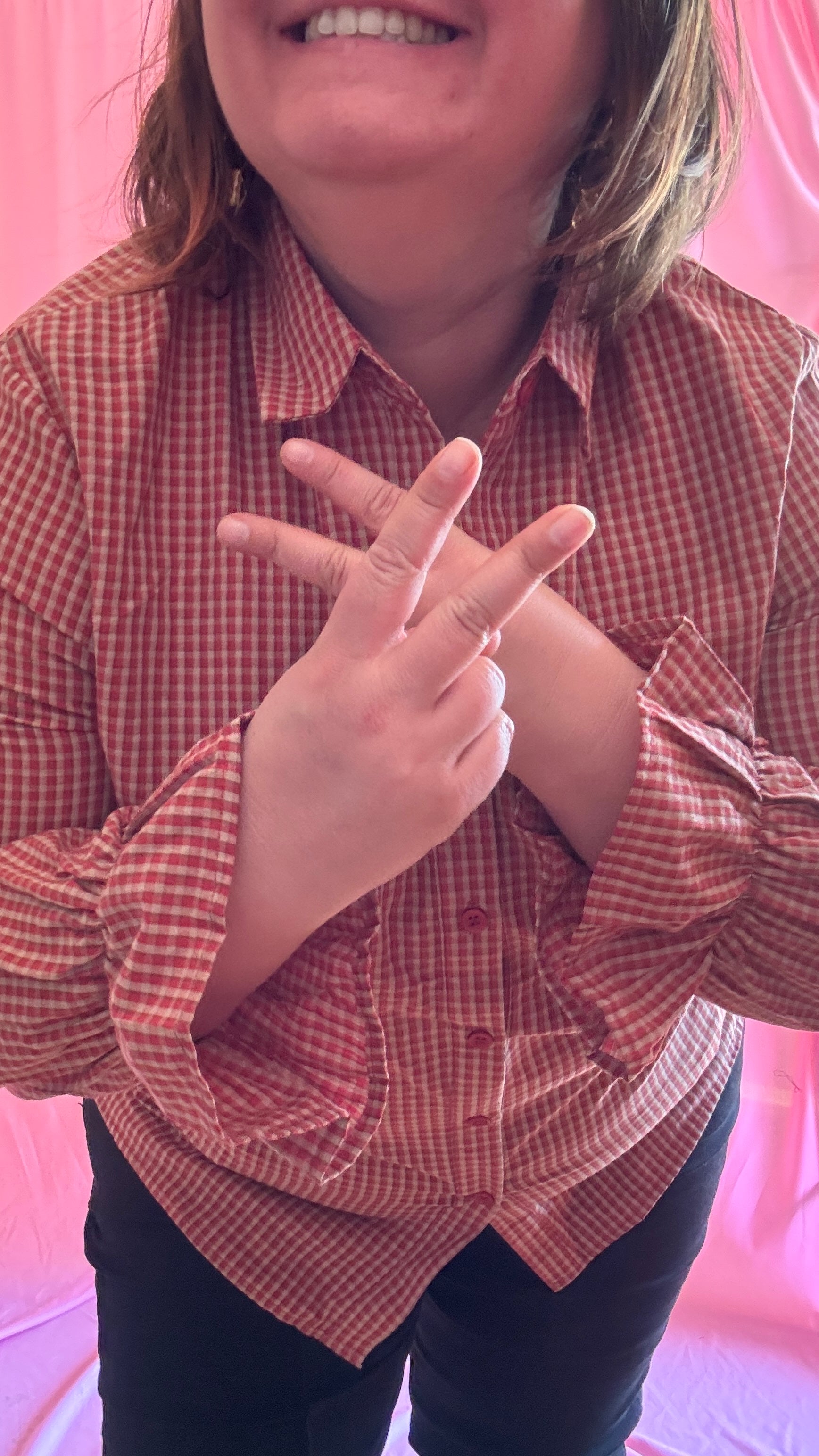 Chemise blouse grande taille carreaux camel, rouille et blanc, manches ballons.