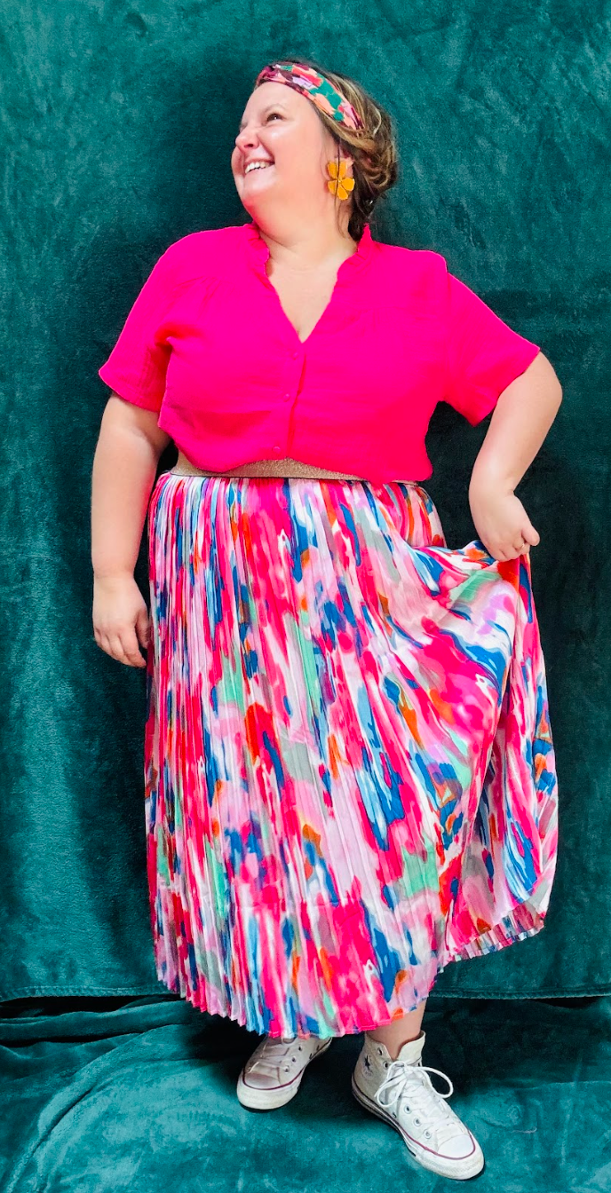 Jupe Longue Plissee Multicolore Grande Taille du 42 au 52 Poussine s habille poussineshabille