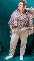 Pantalon Pablo ceinturé- chino grande taille effet oversize