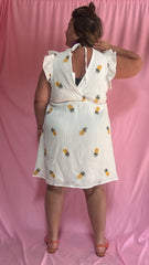 Robe Ananas - grande taille blanche gaze de coton courte