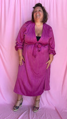 Robe Isa - grande taille longue violet prune reflet doré