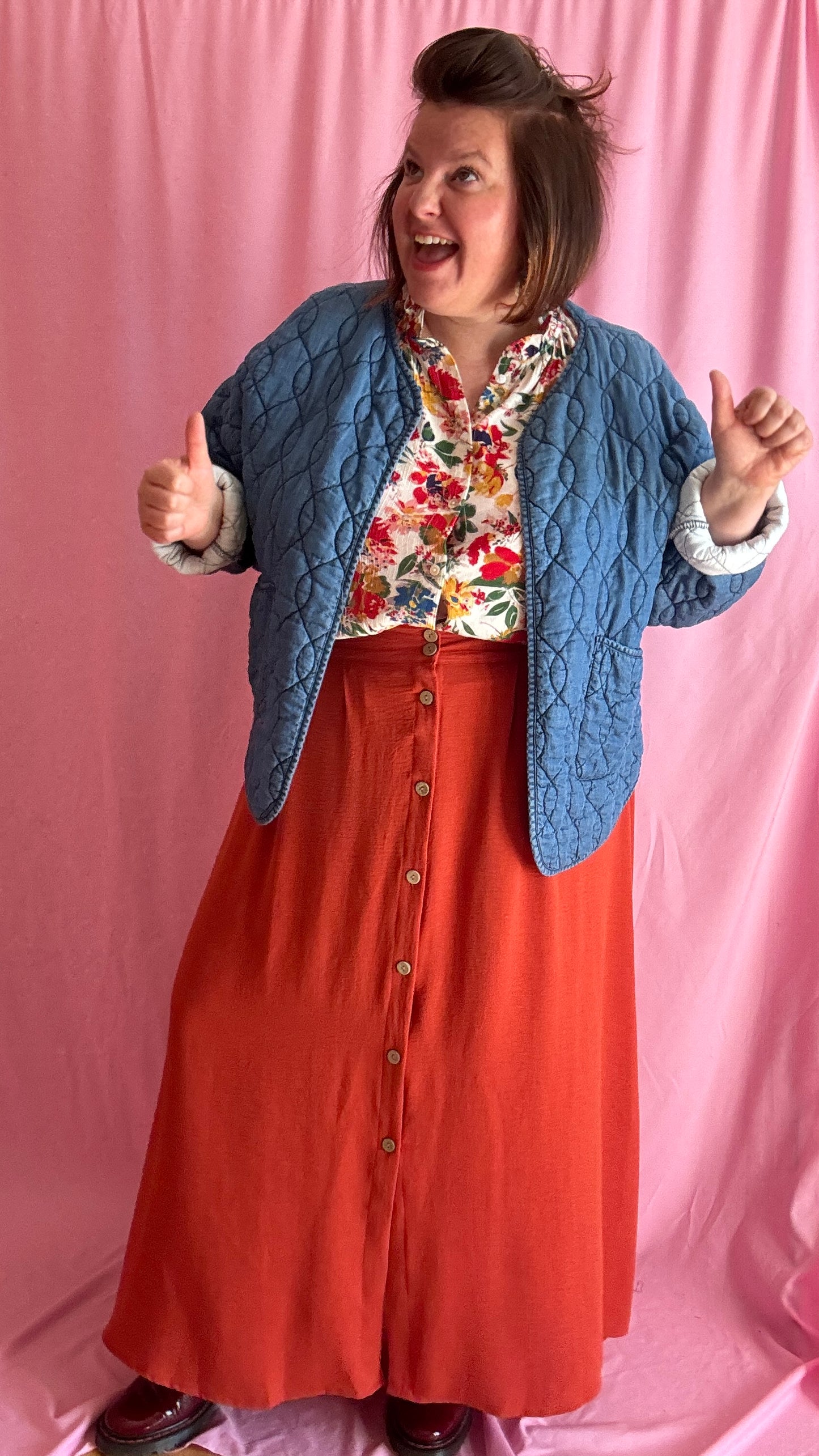 Veste en jean grande taille matelassée, jean clair
