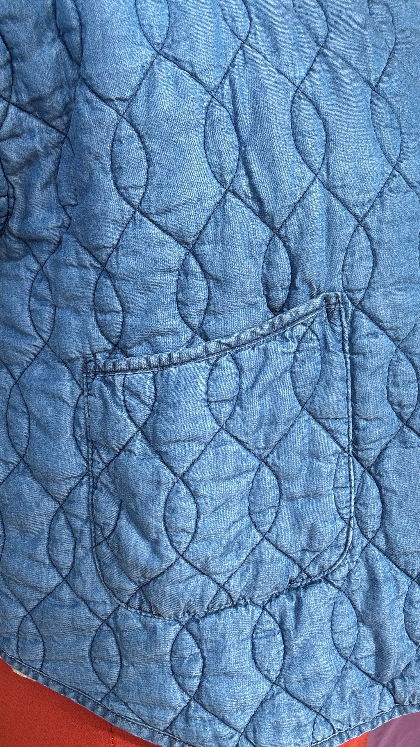 Veste en jean grande taille matelassée, jean clair