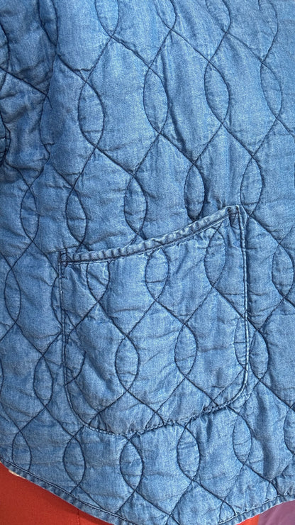 Veste en jean grande taille matelassée, jean clair